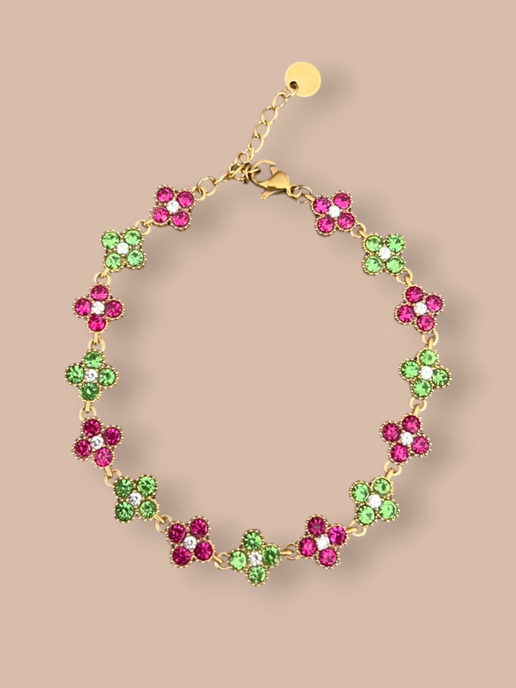 Bracelet Flora - Rose et Vert